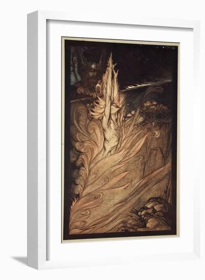 Appear, flickering fire!, illustration from 'The Rhinegold and the Valkyrie'-Arthur Rackham-Framed Giclee Print