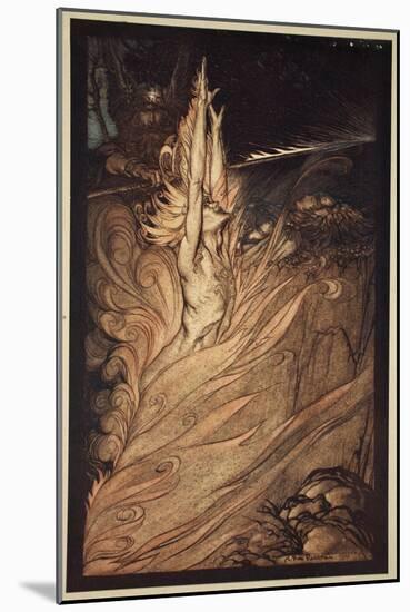 Appear, flickering fire!, illustration from 'The Rhinegold and the Valkyrie'-Arthur Rackham-Mounted Giclee Print