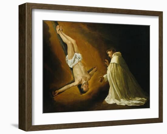 Appearance of Saint Peter to Saint Peter Nolasco-Francisco de Zurbarán-Framed Giclee Print