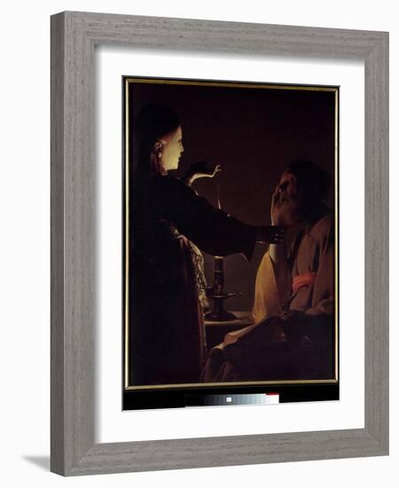Appearance of the Angel to Saint Joseph (Also known as the Dream of Saint Joseph). Painting by Geor-Georges De La Tour-Framed Giclee Print