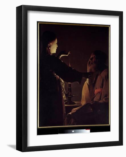 Appearance of the Angel to Saint Joseph (Also known as the Dream of Saint Joseph). Painting by Geor-Georges De La Tour-Framed Giclee Print