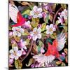 Apple Blossom and Flying Birds-tanycya-Mounted Art Print