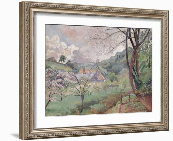 Apple Blossom, Riversbridge Farm, Blackpool, 1921-Lucien Pissarro-Framed Giclee Print