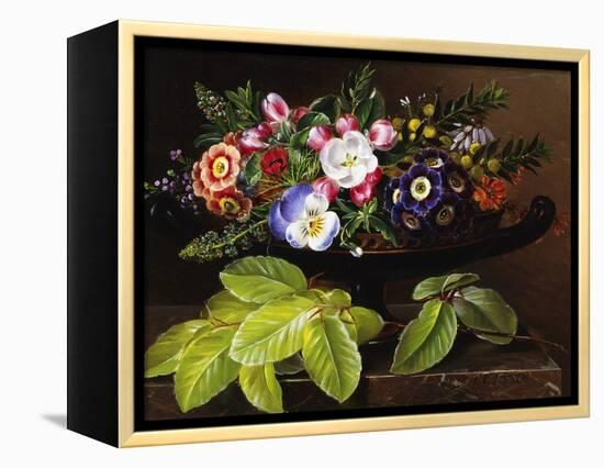 Apple Blossoms, Primula, Heather, and Yellow Acacia-Johan Laurentz Jensen-Framed Premier Image Canvas