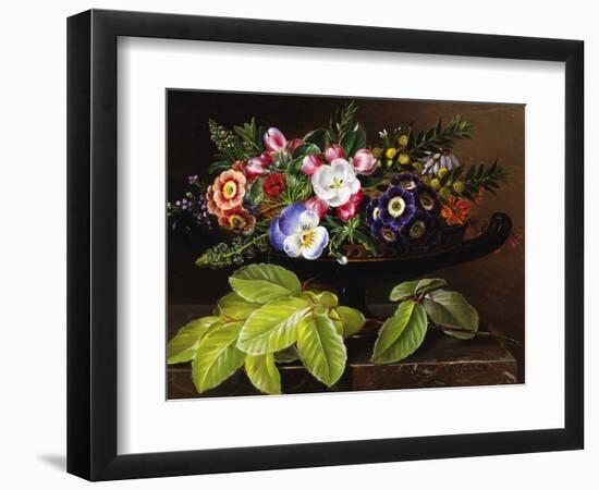 Apple Blossoms, Primula, Heather, and Yellow Acacia-Johan Laurentz Jensen-Framed Photographic Print