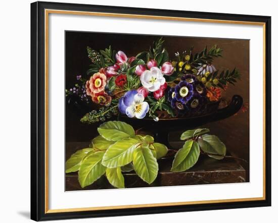 Apple Blossoms, Primula, Heather, and Yellow Acacia-Johan Laurentz Jensen-Framed Photographic Print