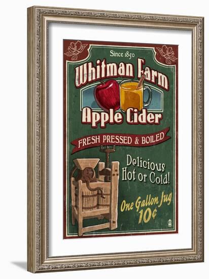 Apple Cider Farm - Vintage Sign-Lantern Press-Framed Art Print