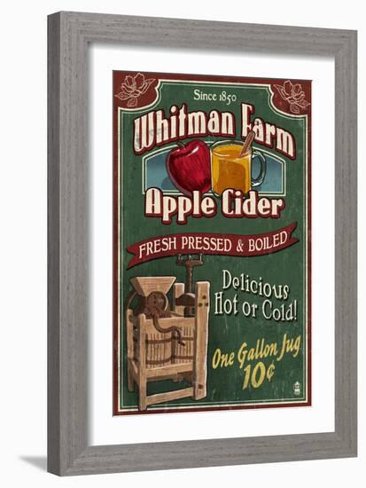 Apple Cider Farm - Vintage Sign-Lantern Press-Framed Art Print