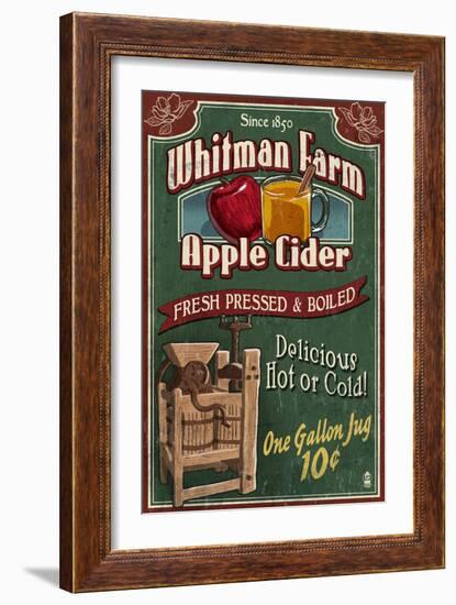 Apple Cider Farm - Vintage Sign-Lantern Press-Framed Art Print