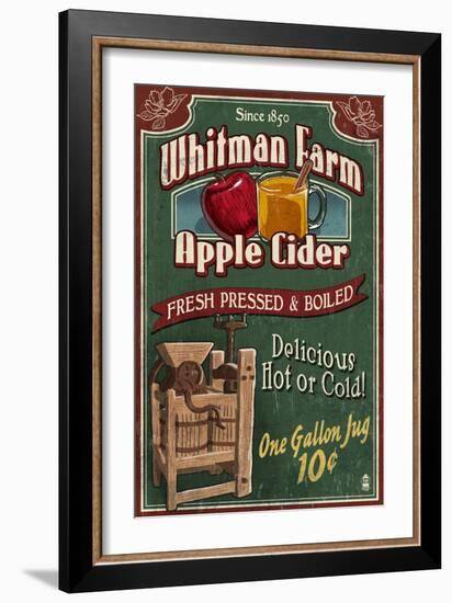 Apple Cider Farm - Vintage Sign-Lantern Press-Framed Art Print