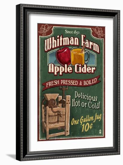 Apple Cider Farm - Vintage Sign-Lantern Press-Framed Art Print
