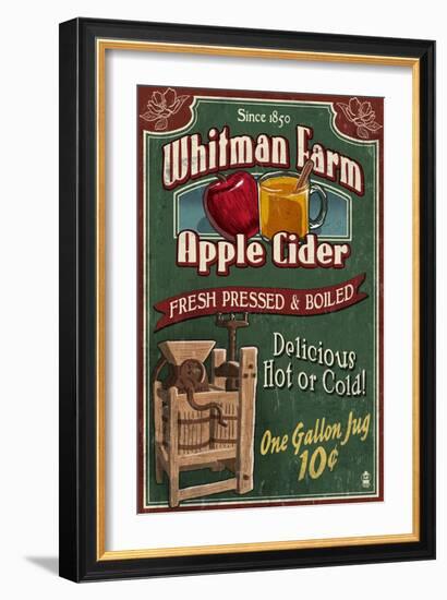 Apple Cider Farm - Vintage Sign-Lantern Press-Framed Art Print