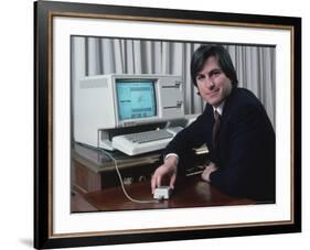 Apple Computer Chairman Steve Jobs with New Lisa Computer During Press Preview-Ted Thai-Framed Premium Photographic Print