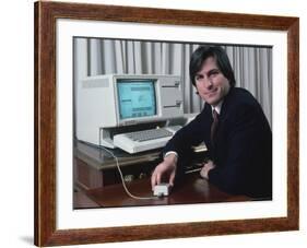 Apple Computer Chairman Steve Jobs with New Lisa Computer During Press Preview-Ted Thai-Framed Premium Photographic Print