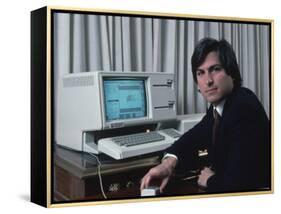 Apple Computer Chrmn. Steve Jobs with New Lisa Computer During Press Preview-Ted Thai-Framed Premier Image Canvas