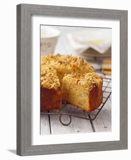 Apple Crumble Cake, a Piece Cut-Ashley Mackevicius-Framed Photographic Print