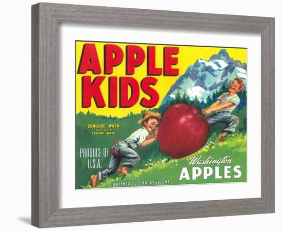 Apple Kids Apple Label - Yakima, WA-Lantern Press-Framed Art Print