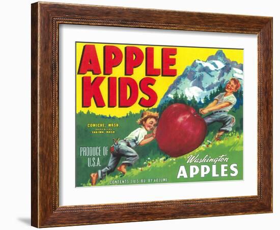 Apple Kids Apple Label - Yakima, WA-Lantern Press-Framed Art Print