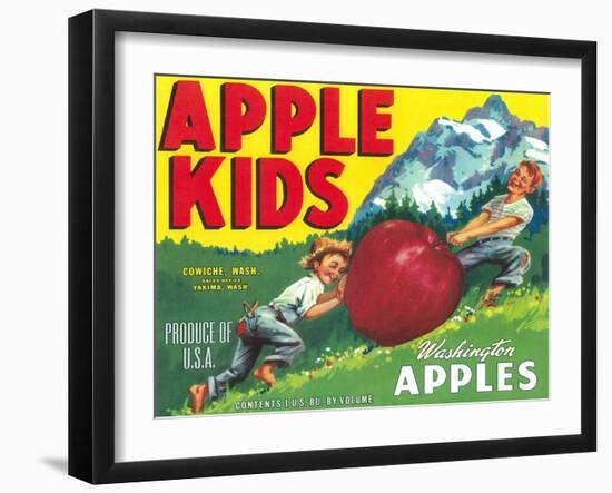 Apple Kids Apple Label - Yakima, WA-Lantern Press-Framed Art Print