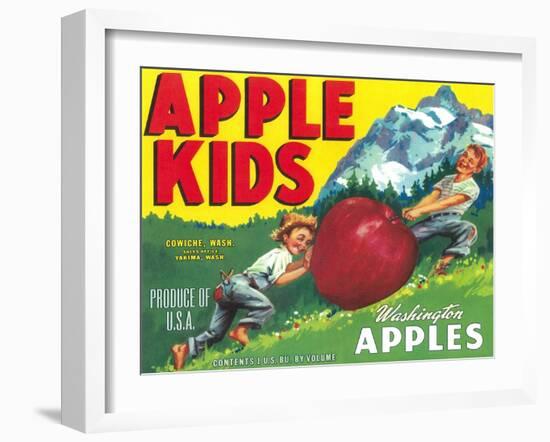 Apple Kids Apple Label - Yakima, WA-Lantern Press-Framed Art Print