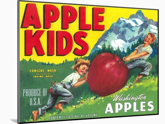 Apple Kids Apple Label - Yakima, WA-Lantern Press-Mounted Art Print