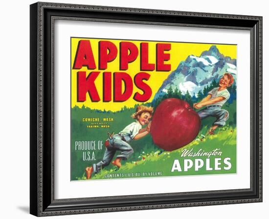 Apple Kids Apple Label - Yakima, WA-Lantern Press-Framed Art Print