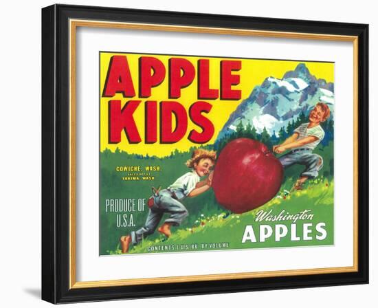 Apple Kids Apple Label - Yakima, WA-Lantern Press-Framed Art Print