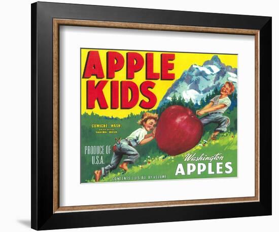 Apple Kids Apple Label - Yakima, WA-Lantern Press-Framed Premium Giclee Print