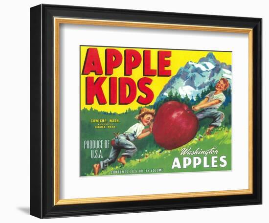 Apple Kids Apple Label - Yakima, WA-Lantern Press-Framed Premium Giclee Print