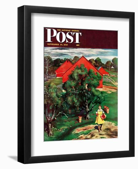 "Apple Picking Time," Saturday Evening Post Cover, September 27, 1947-John Falter-Framed Giclee Print