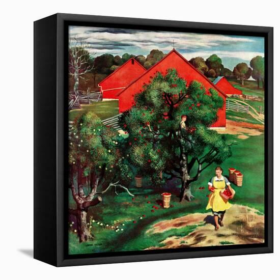 "Apple Picking Time," September 27, 1947-John Falter-Framed Premier Image Canvas