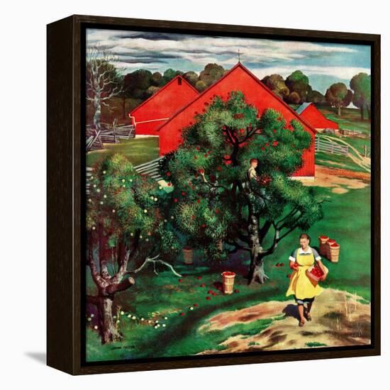 "Apple Picking Time," September 27, 1947-John Falter-Framed Premier Image Canvas