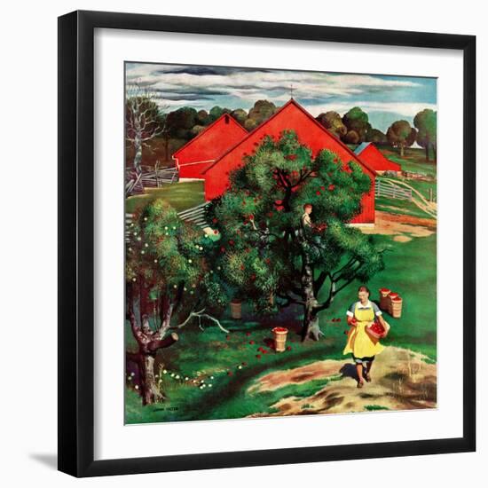 "Apple Picking Time," September 27, 1947-John Falter-Framed Giclee Print