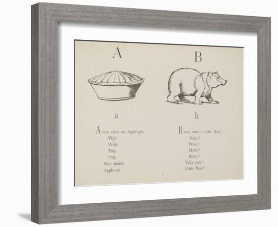 Apple-pie and Bear Illustrations and Verse From Nonsense Alphabets by Edward Lear.-Edward Lear-Framed Giclee Print