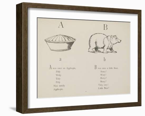 Apple-pie and Bear Illustrations and Verse From Nonsense Alphabets by Edward Lear.-Edward Lear-Framed Giclee Print