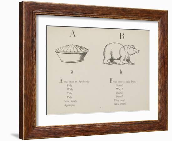 Apple-pie and Bear Illustrations and Verse From Nonsense Alphabets by Edward Lear.-Edward Lear-Framed Giclee Print