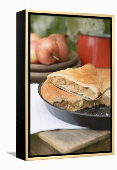 Apple Pie on a Wooden Table Out of Doors-Eising Studio - Food Photo and Video-Framed Premier Image Canvas