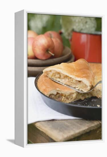 Apple Pie on a Wooden Table Out of Doors-Eising Studio - Food Photo and Video-Framed Premier Image Canvas