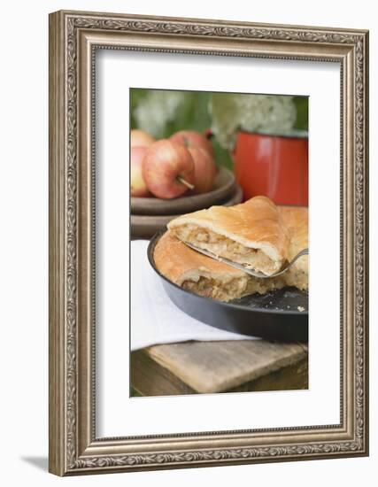 Apple Pie on a Wooden Table Out of Doors-Eising Studio - Food Photo and Video-Framed Photographic Print