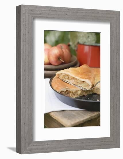 Apple Pie on a Wooden Table Out of Doors-Eising Studio - Food Photo and Video-Framed Photographic Print