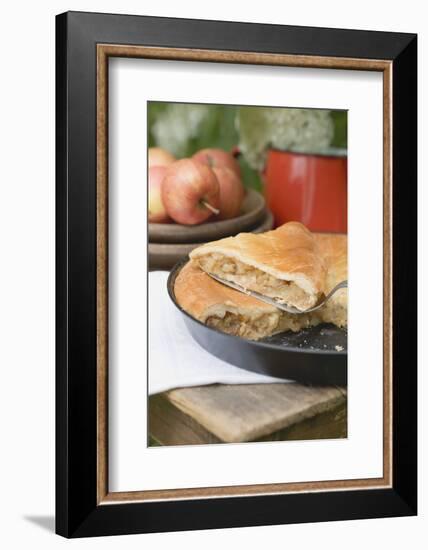 Apple Pie on a Wooden Table Out of Doors-Eising Studio - Food Photo and Video-Framed Photographic Print