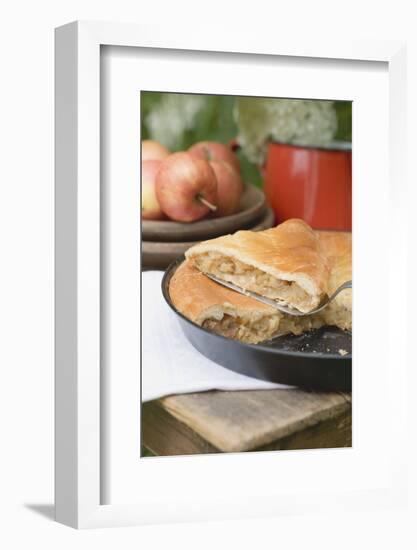 Apple Pie on a Wooden Table Out of Doors-Eising Studio - Food Photo and Video-Framed Photographic Print