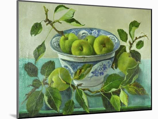 Apples and blue Bowl-Cristiana Angelini-Mounted Giclee Print