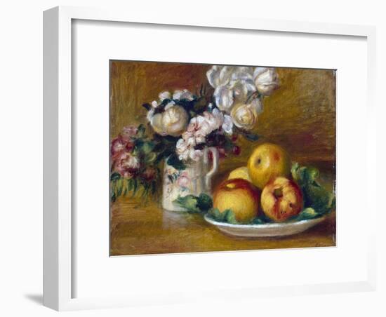 Apples and Flowers, C1895-Pierre-Auguste Renoir-Framed Giclee Print