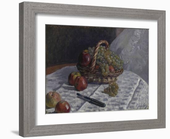 Apples and Grapes in a Basket, C.1880-81 (Oil on Canvas)-Alfred Sisley-Framed Giclee Print