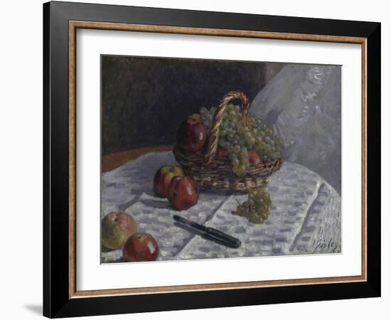 Apples and Grapes in a Basket, C.1880-81 (Oil on Canvas)-Alfred Sisley-Framed Giclee Print