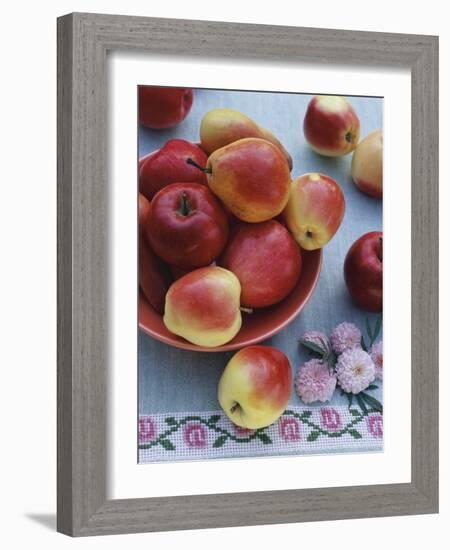 Apples and Pears in Fruit Bowl-Vladimir Shulevsky-Framed Photographic Print