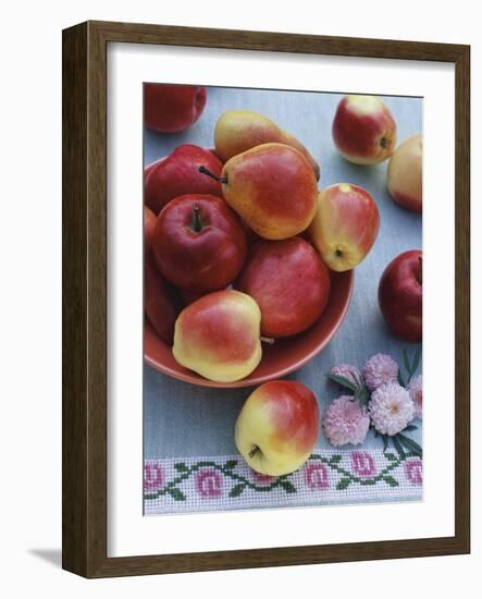 Apples and Pears in Fruit Bowl-Vladimir Shulevsky-Framed Photographic Print