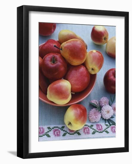 Apples and Pears in Fruit Bowl-Vladimir Shulevsky-Framed Photographic Print