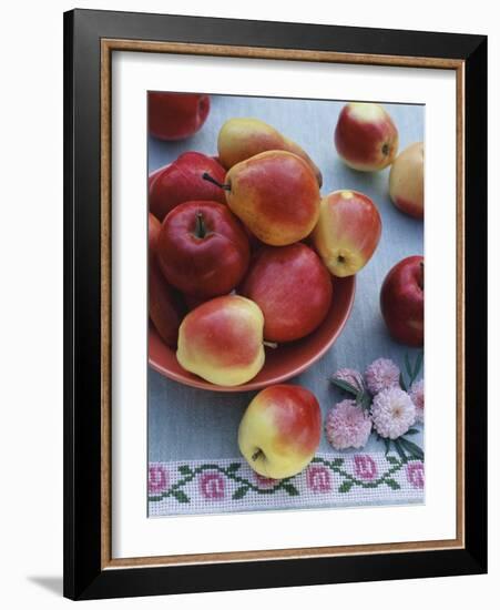 Apples and Pears in Fruit Bowl-Vladimir Shulevsky-Framed Photographic Print